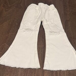 Source Unknown Kids Cream Flared distressed Jeans-Size S